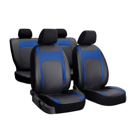 BMW 3 (E46) Univerzális Üléshuzat DESIGN Eco bőr fekete kék színben