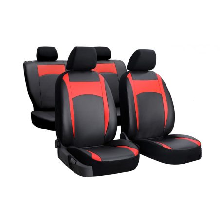 BMW 3 (E46) Univerzális Üléshuzat DESIGN Eco bőr fekete piros színben