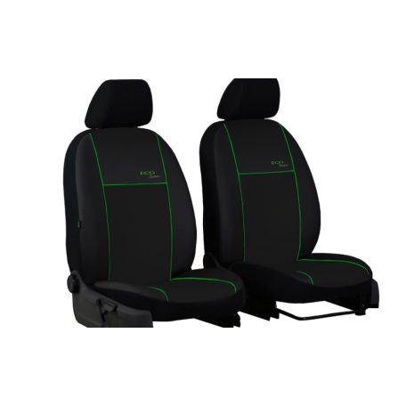 Univerzális Üléshuzat Eco Line (1+1 SZ) Eco bőr fekete színben zöld varrással