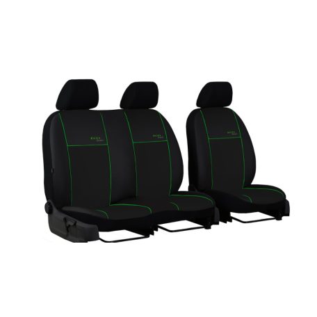 Univerzális Üléshuzat Eco Line (2+1 SZ) EXTRA Eco bőr fekete színben zöld varrással