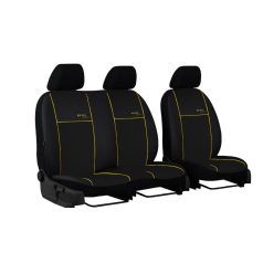   Univerzális Üléshuzat Eco Line (2+1 SZ) EXTRA Eco bőr fekete színben sárga varrással