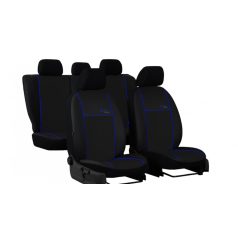   POLONEZ Plus Univerzális Üléshuzat Eco Line Eco bőr fekete színben kék varrással