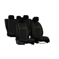  Univerzális Üléshuzat Eco Line Eco bőr fekete színben sárga varrással
