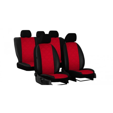 FIAT 125p Univerzális Üléshuzat Forced Eco bőr piros színben kereszt varrással