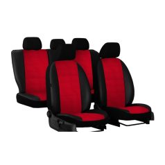   FIAT 125p Univerzális Üléshuzat Forced Eco bőr piros színben vízszintes varrással