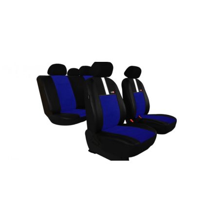 SKODA Fabia (I, II) Univerzális Üléshuzat GT8 prémium Alcantara és Eco bőr kombináció kék fekete színben
