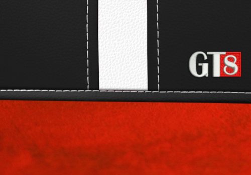 CHEVROLET Aveo Universeller Sitzbezug GT8 premium Alcantara und Eco leder Kombination téglavörös schwarz in Farbe