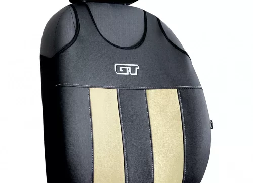 Universal Jersey-Sitzbezüge (Paar) GT Premium Eco Leder Beige Schwarz