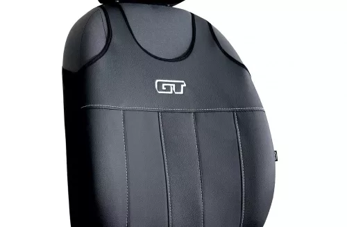 Universal-Jersey-Sitzbezüge (Paar) GT Premium Eco-Leder und Alcantara in Schwarz