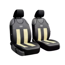   Universal-Jersey-Sitzbezugpaar GT Premium-Eco-Leder und Alcantara in Beige-Schwarz