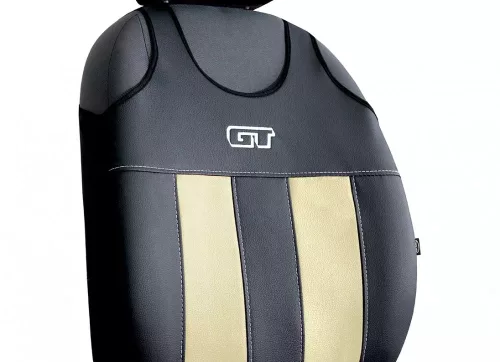 Universal-Jersey-Sitzbezugpaar GT Premium-Eco-Leder und Alcantara in Beige-Schwarz