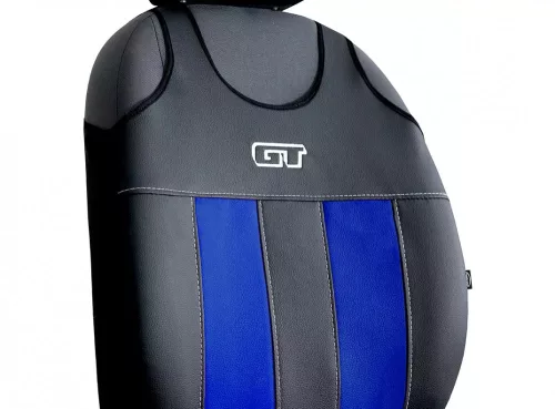 Universal-Jersey-Sitzbezugpaar GT Premium Eco-Leder und Alcantara in Blau-Schwarz
