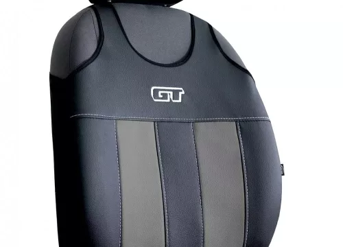 Universal-Jersey-Sitzbezugpaar GT Premium-Eco-Leder und Alcantara in Grau-Schwarz