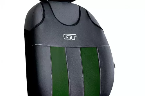Universal-Jersey-Sitzbezugpaar GT Premium-Eco-Leder und Alcantara in Grün-Schwarz