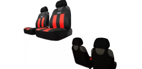 Universal-Jersey-Sitzbezüge (Paar) aus GT Premium Eco-Leder in Blau-Schwarz