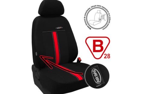 CHEVROLET Aveo Universeller Sitzbezug GTR Eco leder schwarz rot in Farbe