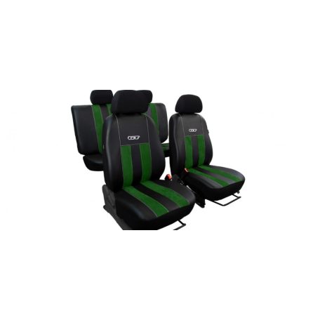 SKODA Favorit Univerzális Üléshuzat GT prémium Alcantara és Eco bőr kombináció zöld fekete színben