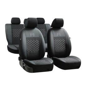   Universeller Sitzbezug Motive Eco leder und Polsterstoff Kombination grau schwarz in Farbe