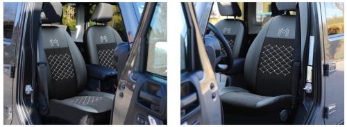 Universeller Sitzbezug Motive Eco leder und Polsterstoff Kombination grau schwarz in Farbe