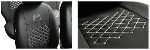 Universeller Sitzbezug Motive Eco leder und Polsterstoff Kombination grau schwarz in Farbe