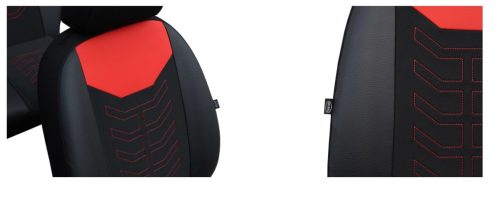 Universeller Sitzbezug Spider Eco leder und Polsterstoff Kombination rot schwarz in Farbe