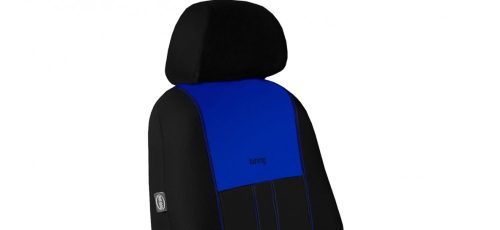 CHEVROLET Aveo Universeller Sitzbezug Tuning Due Veloursstoff und Polsterstoff Kombination schwarz und blau in Farbe