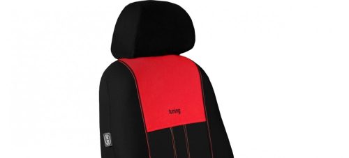 CHEVROLET Aveo Universeller Sitzbezug Tuning Due Veloursstoff und Polsterstoff Kombination schwarz und rot in Farbe