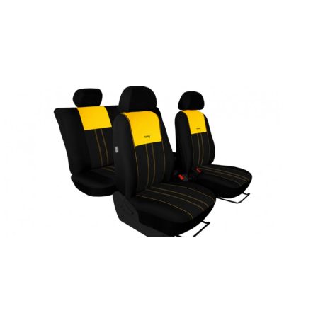 SKODA Fabia (I, II) Univerzális Üléshuzat Tuning Due velúr szövet és kárpit kombináció fekete és sárga színben