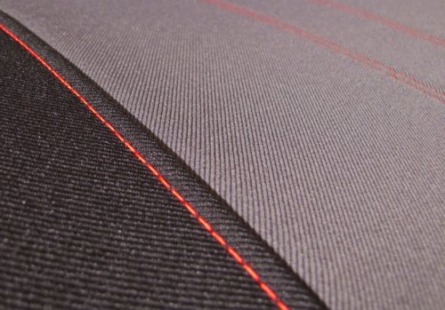 CHEVROLET Aveo Universeller Sitzbezug Tuning Due Veloursstoff und Polsterstoff Kombination schwarz und gelb in Farbe