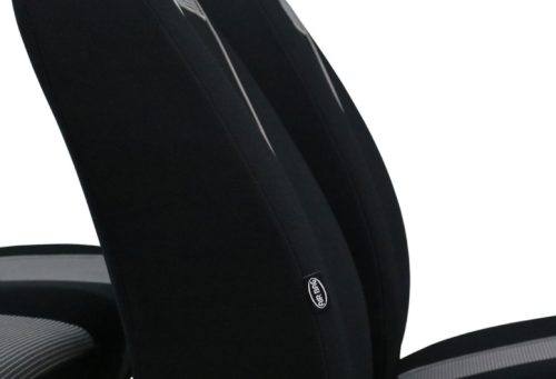 CHEVROLET Aveo Universeller Sitzbezug Tuning Due Veloursstoff und Polsterstoff Kombination schwarz und grün in Farbe