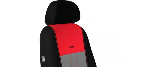CHEVROLET Aveo Universeller Sitzbezug Tuning Due Veloursstoff und Polsterstoff Kombination grau und rot in Farbe