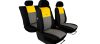 CHEVROLET Aveo Universeller Sitzbezug Tuning Due Veloursstoff und Polsterstoff Kombination feket grau und gelb in Farbe