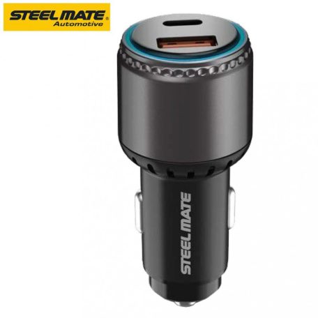 Steel Mate UC63M autós töltő USB-A és USB-C 63W 5V/3A 12-24V gyors töltés kék háttérvilágítás PRÉMIUM