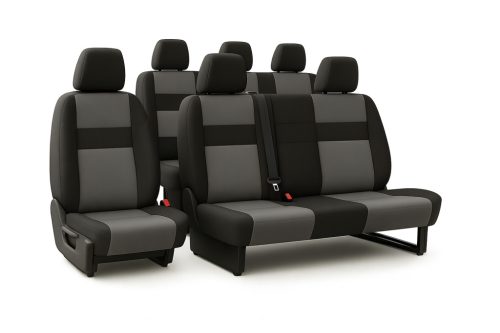 ComfortTex™ Prémium Méretpontos Üléshuzat VOLKSWAGEN VW T6 2+1+3 DUPLA CABIN (2015-)– választható színekben, UV álló, AIRBAG SAFE, egyedi felirattal/logóval kérhető