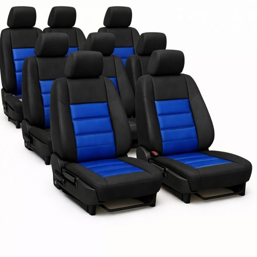 PrestigeLeather™ Prémium Méretpontos Autóipari Kárpit és Műbőr Betéttel Üléshuzat FIAT SCUDO 8 seats II (2007-2016)– választható színekben, UV álló, AIRBAG SAFE, egyedi felirattal/logóval kérhető