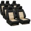 PrestigeLeather™ Prémium Méretpontos Autóipari Kárpit és Műbőr Betéttel Üléshuzat FIAT SCUDO 8 seats II (2007-2016)– választható színekben, UV álló, AIRBAG SAFE, egyedi felirattal/logóval kérhető