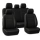 Audi 200 PrestigeLeather™ Premium Universal-Autositzbezug aus Volllederimitat – Komplett Schwarz (AIRBAG-SICHER, UV-beständig, optionale Nahtfarbe)