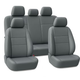   Audi 100 PrestigeLeather™ Premium Universal-Autositzbezug aus Volllederimitat – Stahlgrau (AIRBAG-SICHER, UV-beständig, optionale Nahtfarbe)