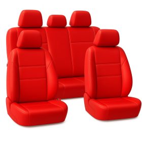   Audi 100 PrestigeLeather™ Premium Universal-Autositzbezug – Sportrot (Farbe der Naht wählbar, AIRBAG-SICHER, UV-beständig)